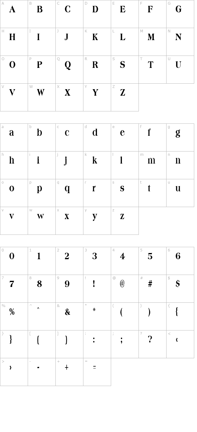 AmphionCondensedExtrabold Regular character map