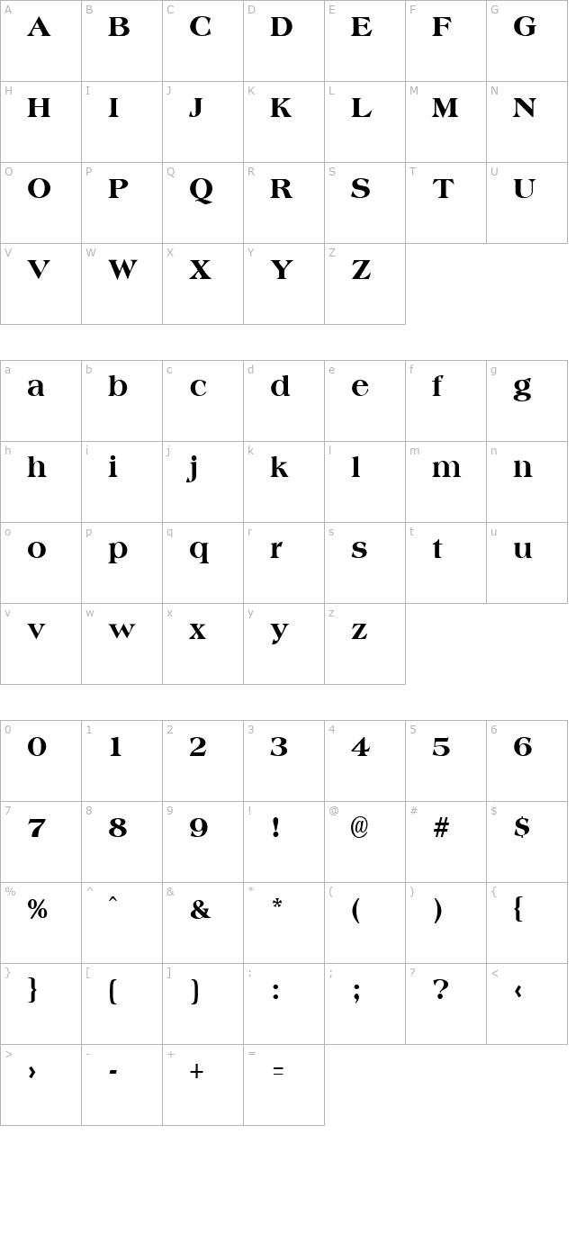 AmphionExtrabold Regular character map