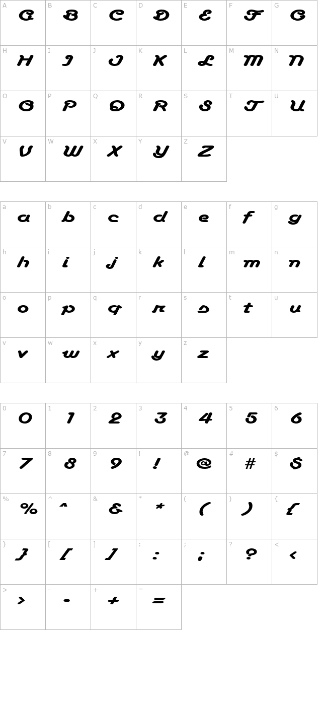 AnacondaExpanded Regular character map