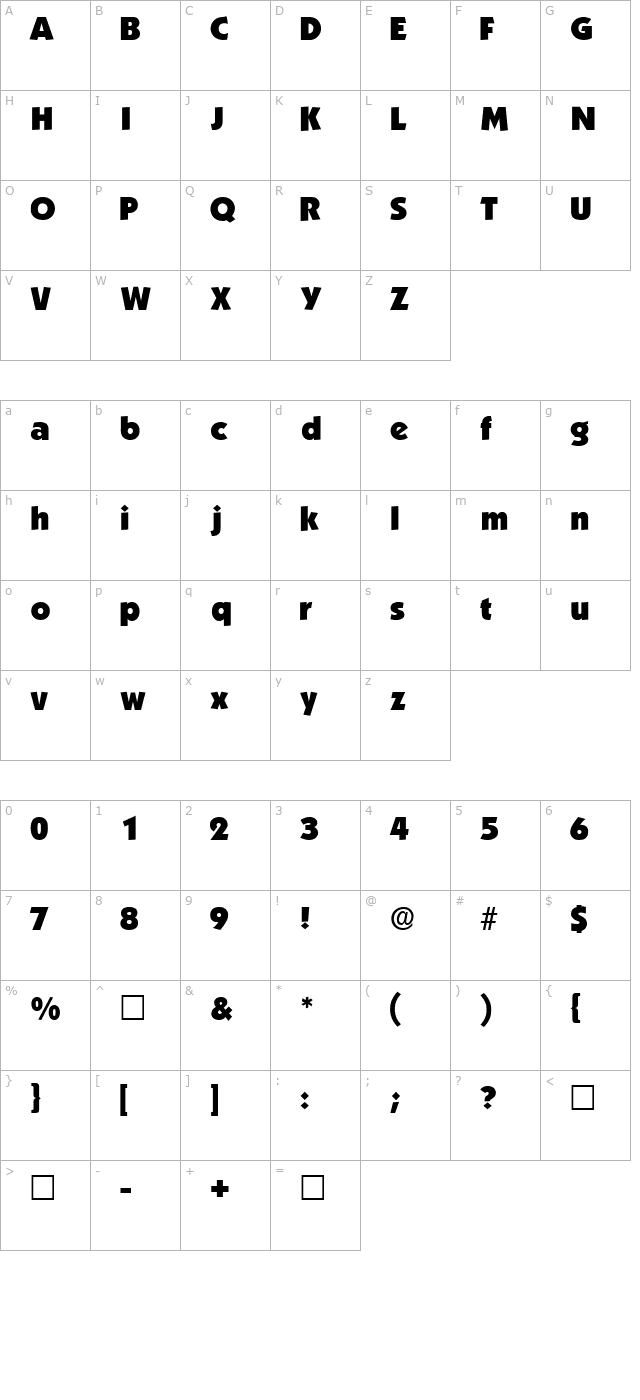 anakeimdisplayssk-regular character map