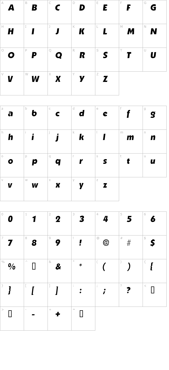 anakeimssk-italic character map