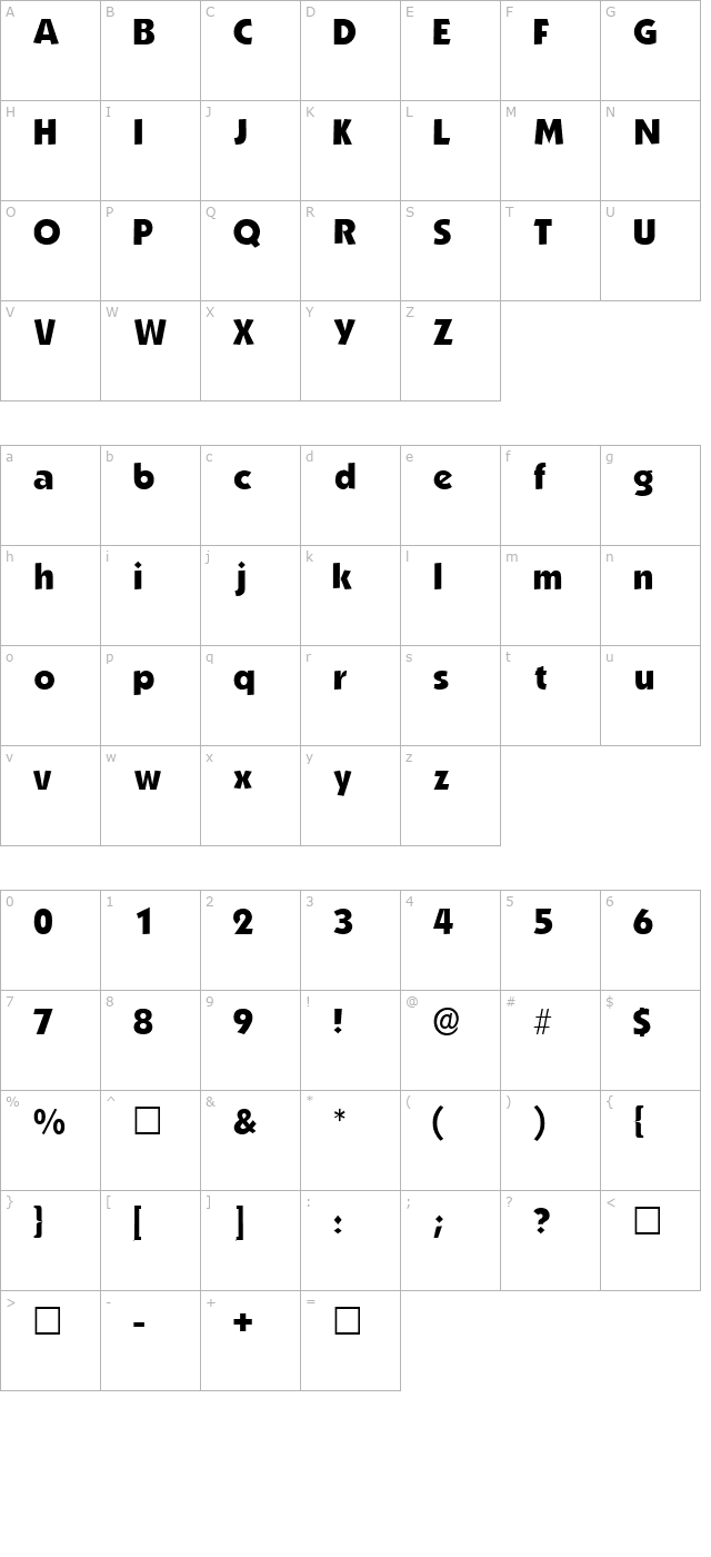 AnakeimSSK Regular character map