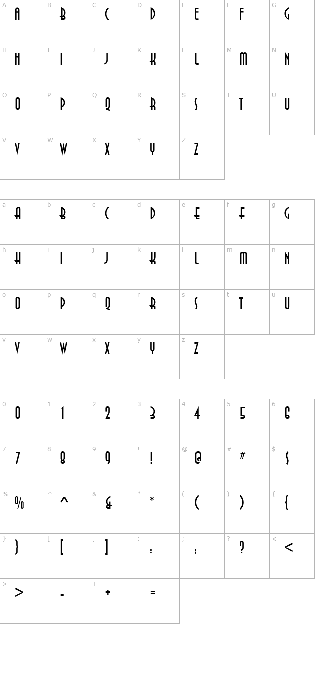 anastasia-regular character map