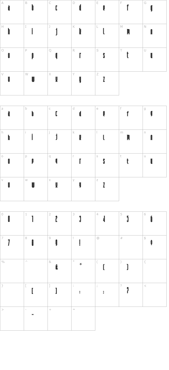 AndironOutline character map