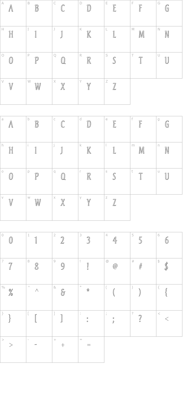 AndreasStd character map