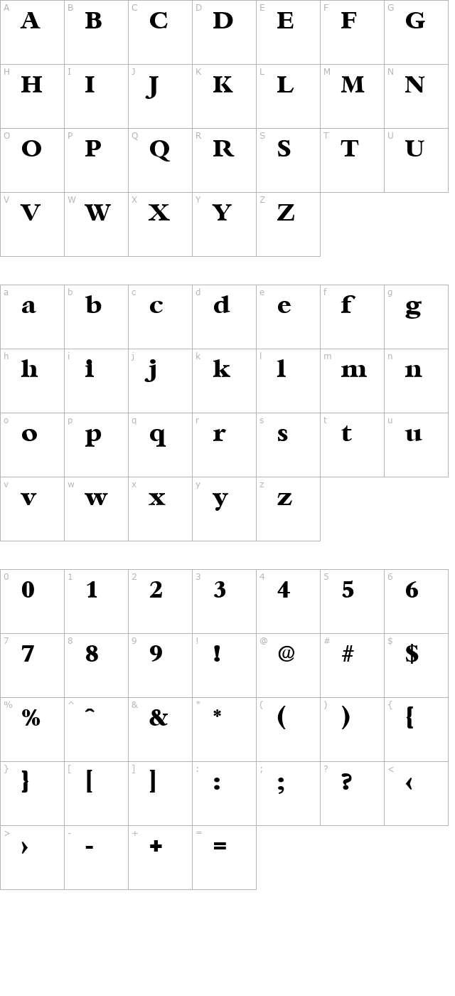 andrewbecker-extrabold character map