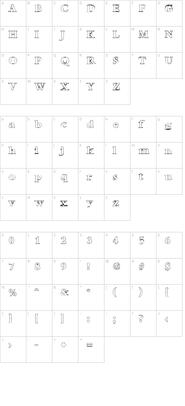 andrewbeckeroutline-extrabold character map