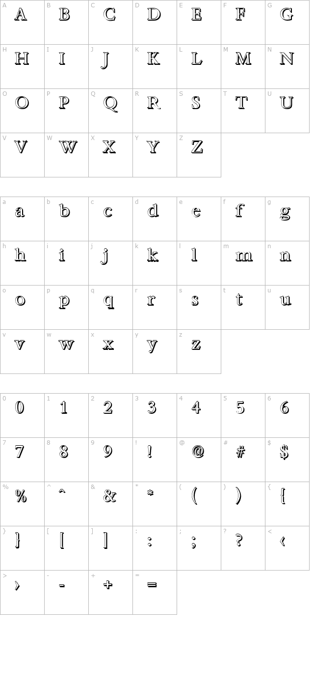 andrewbeckershadow-regular character map