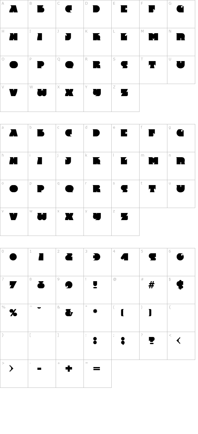 AngelaBecker Bold character map