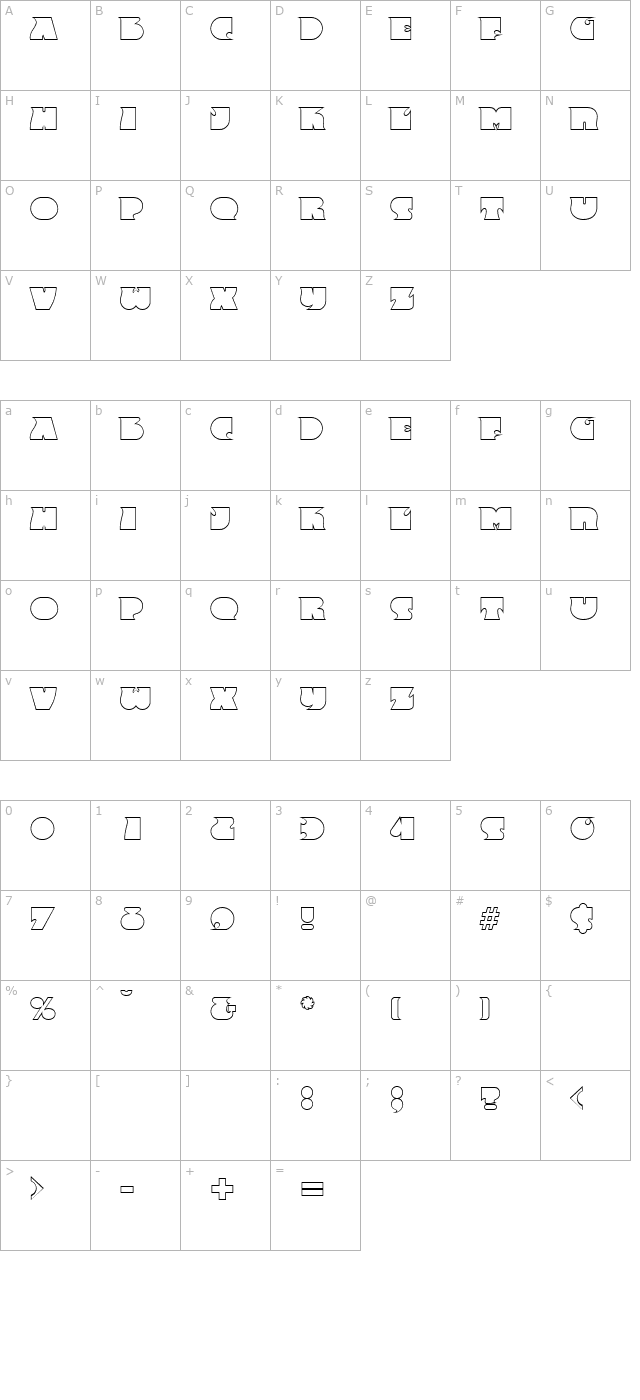 angelabeckeroutline-bold character map