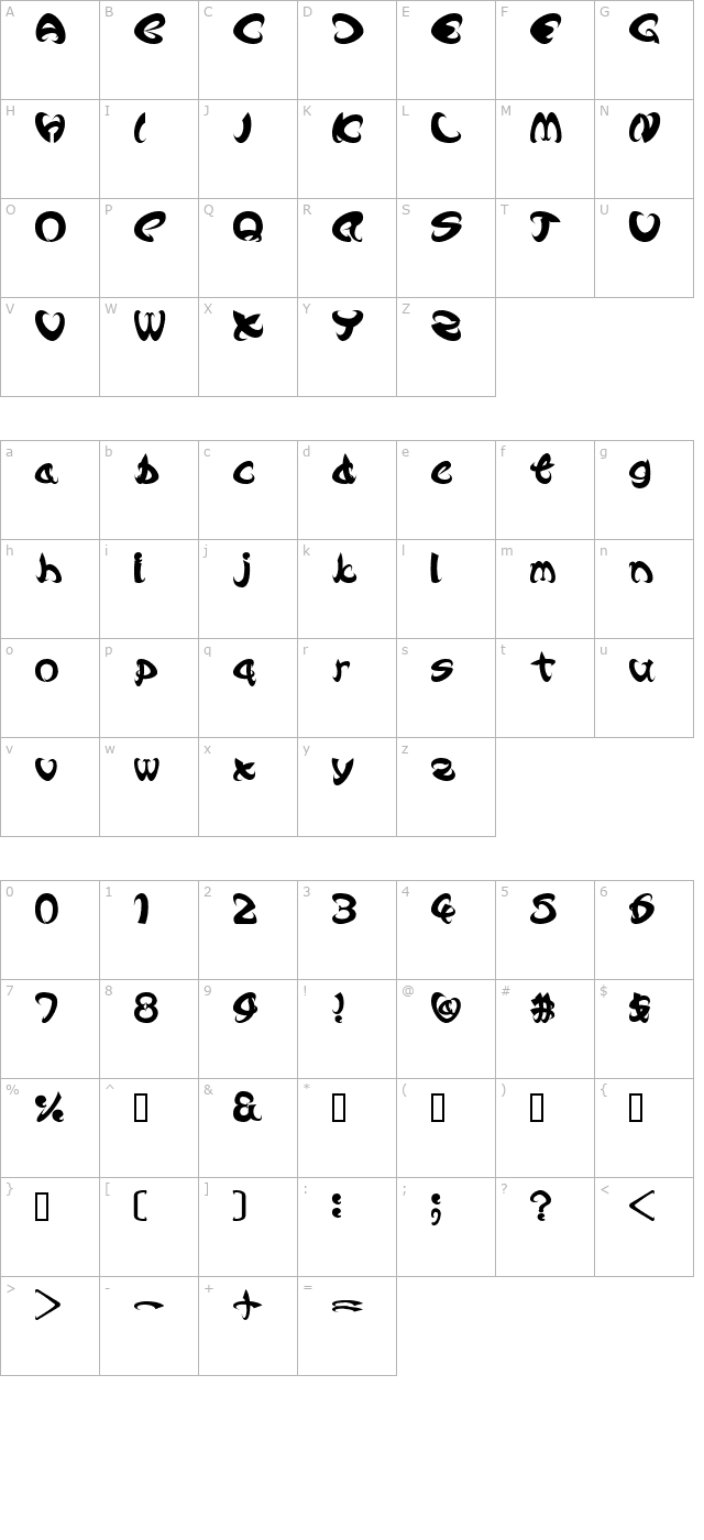 angle-bold character map