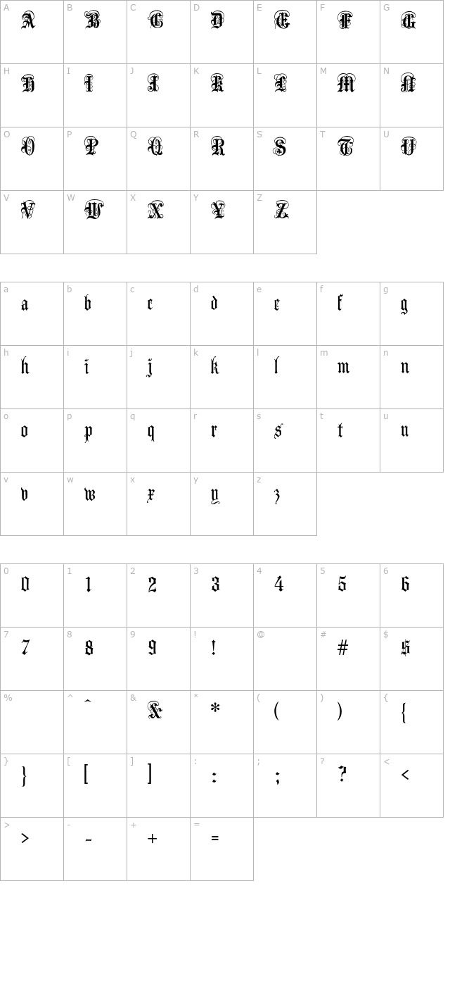 AngloText-Regular character map