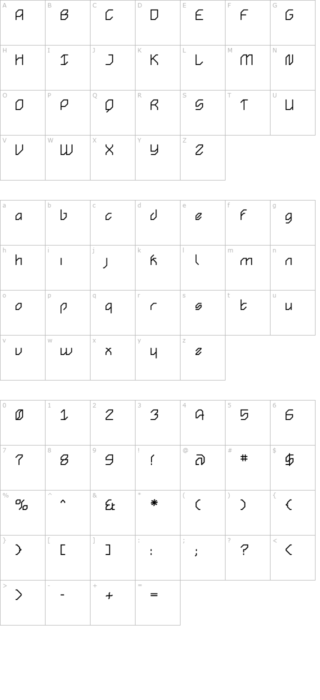 AngolSharp Bold character map