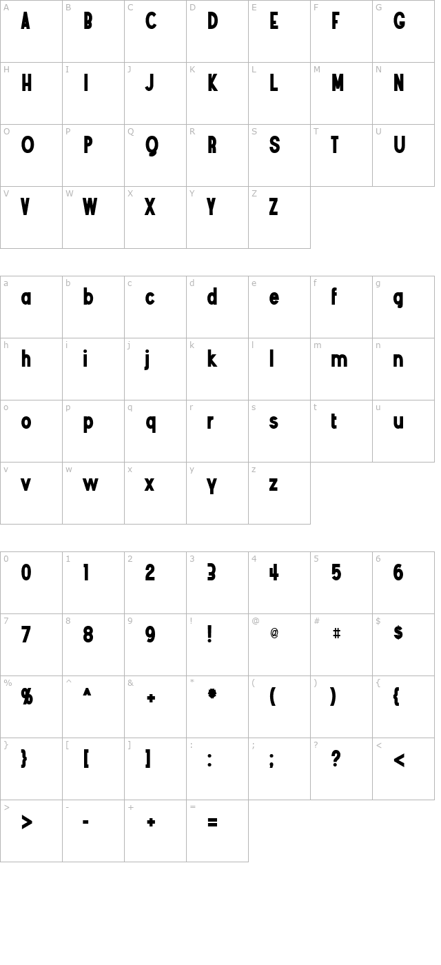 Angostura Black Regular character map