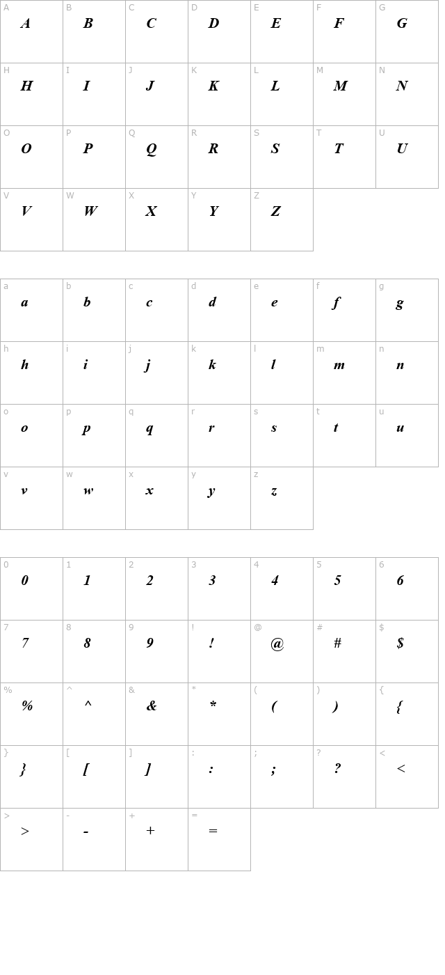 angsanaupc-bold-italic character map