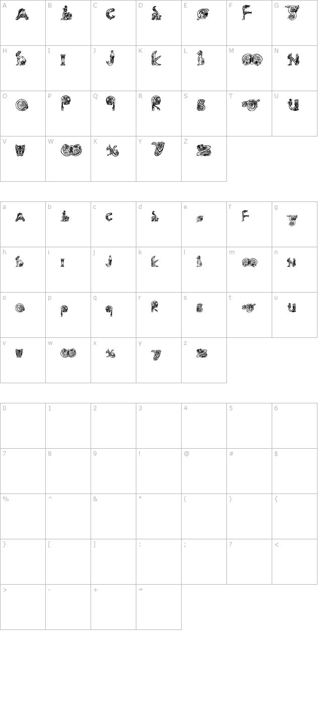 Animal Caps character map