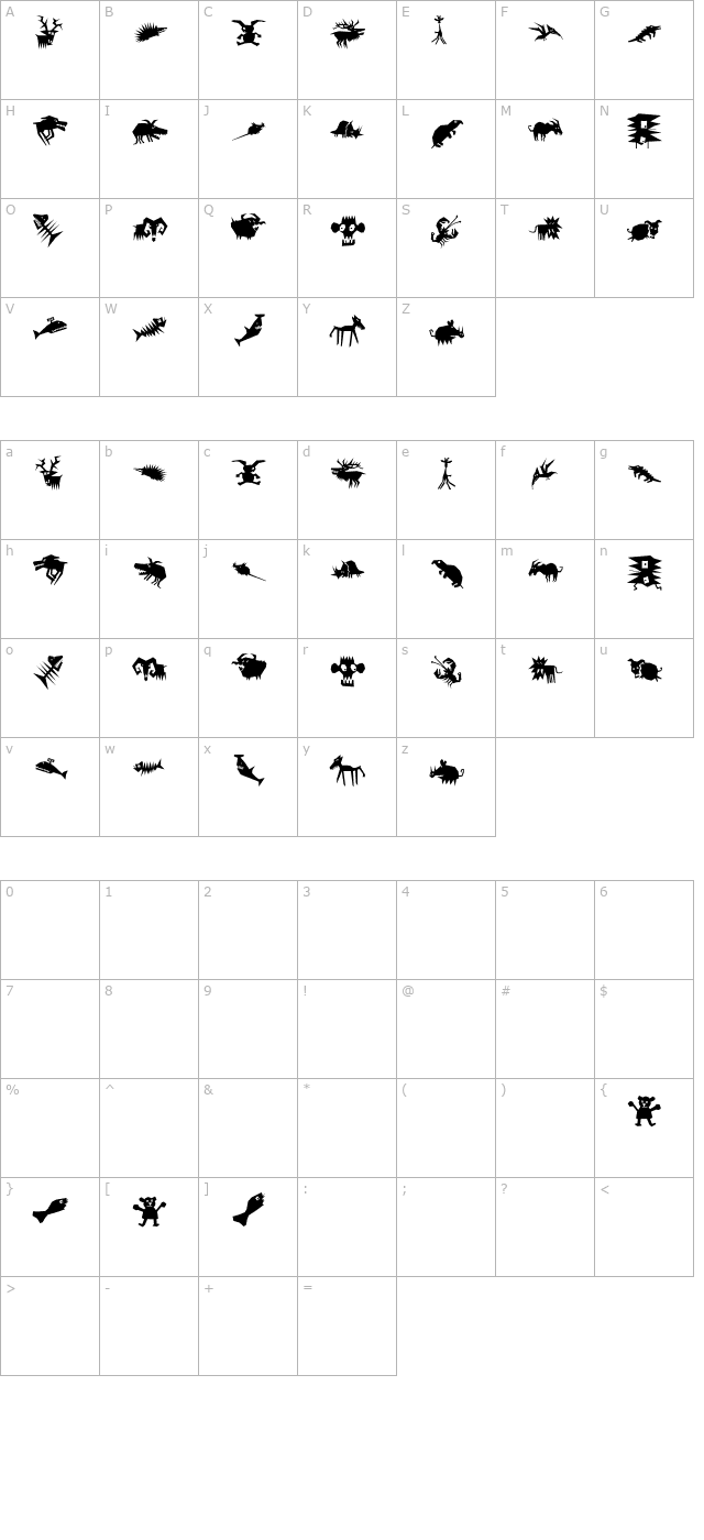 Animalia Scissored character map
