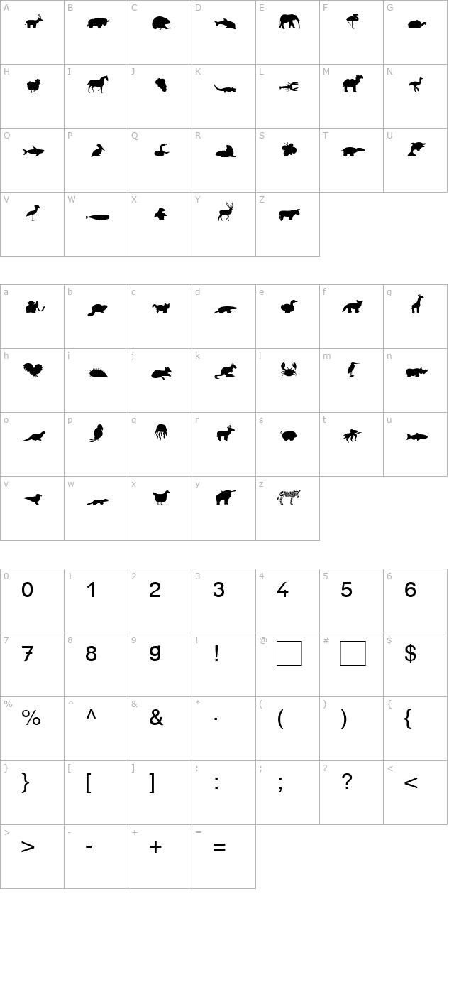 Animals Becker character map