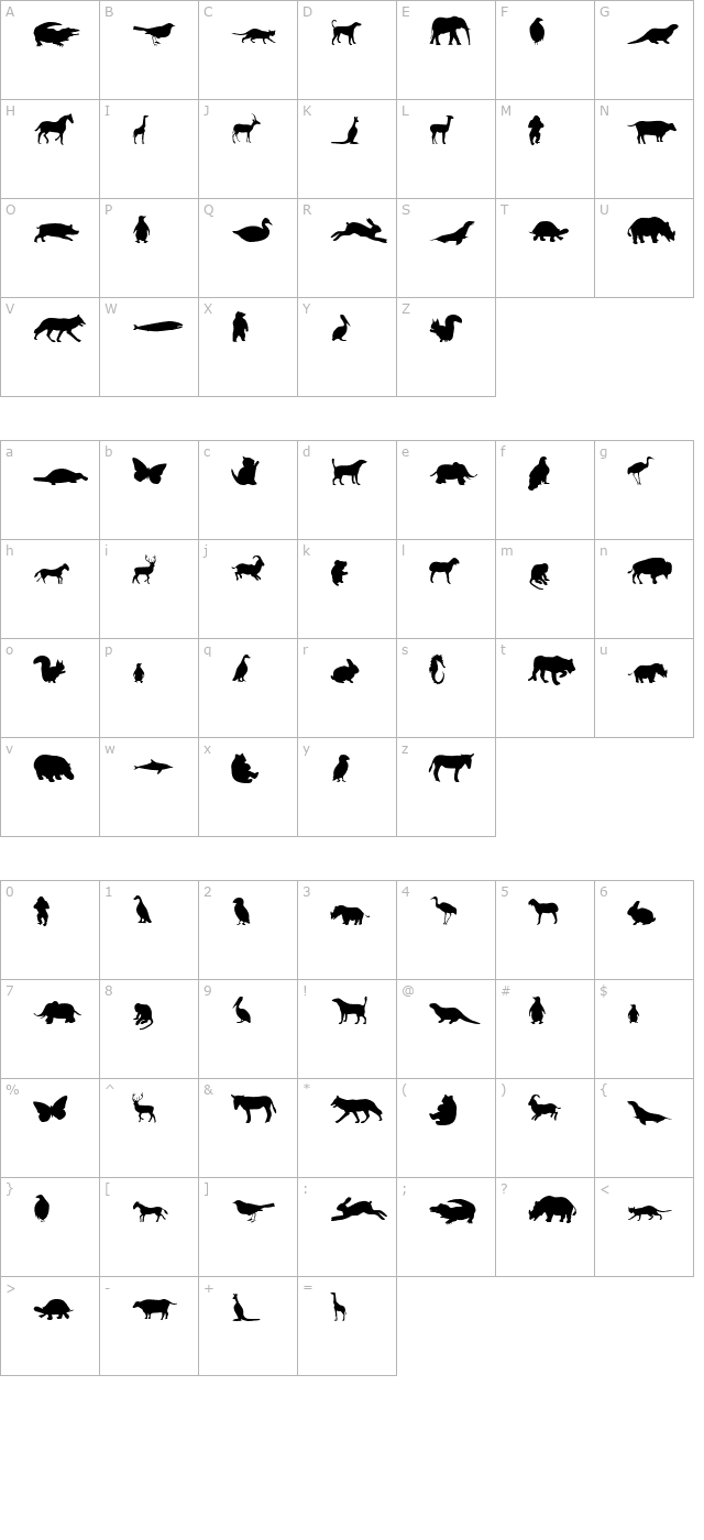 animals character map