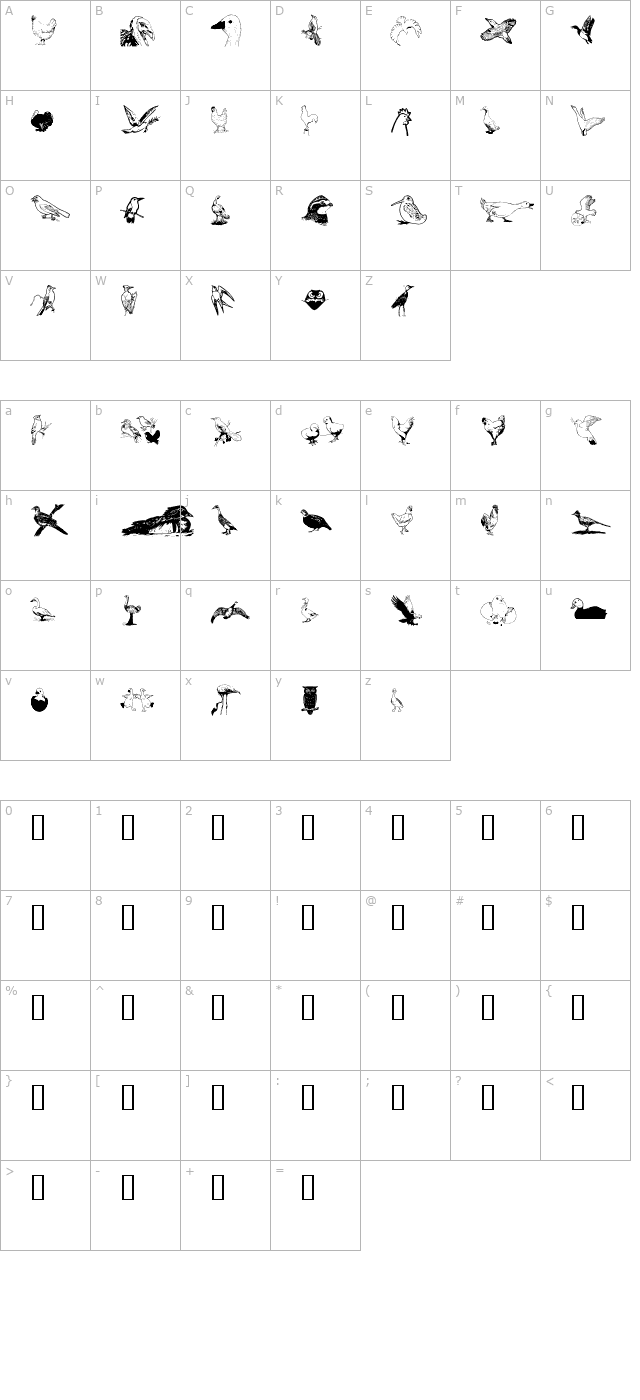 AnimalsAnimalsBirds character map