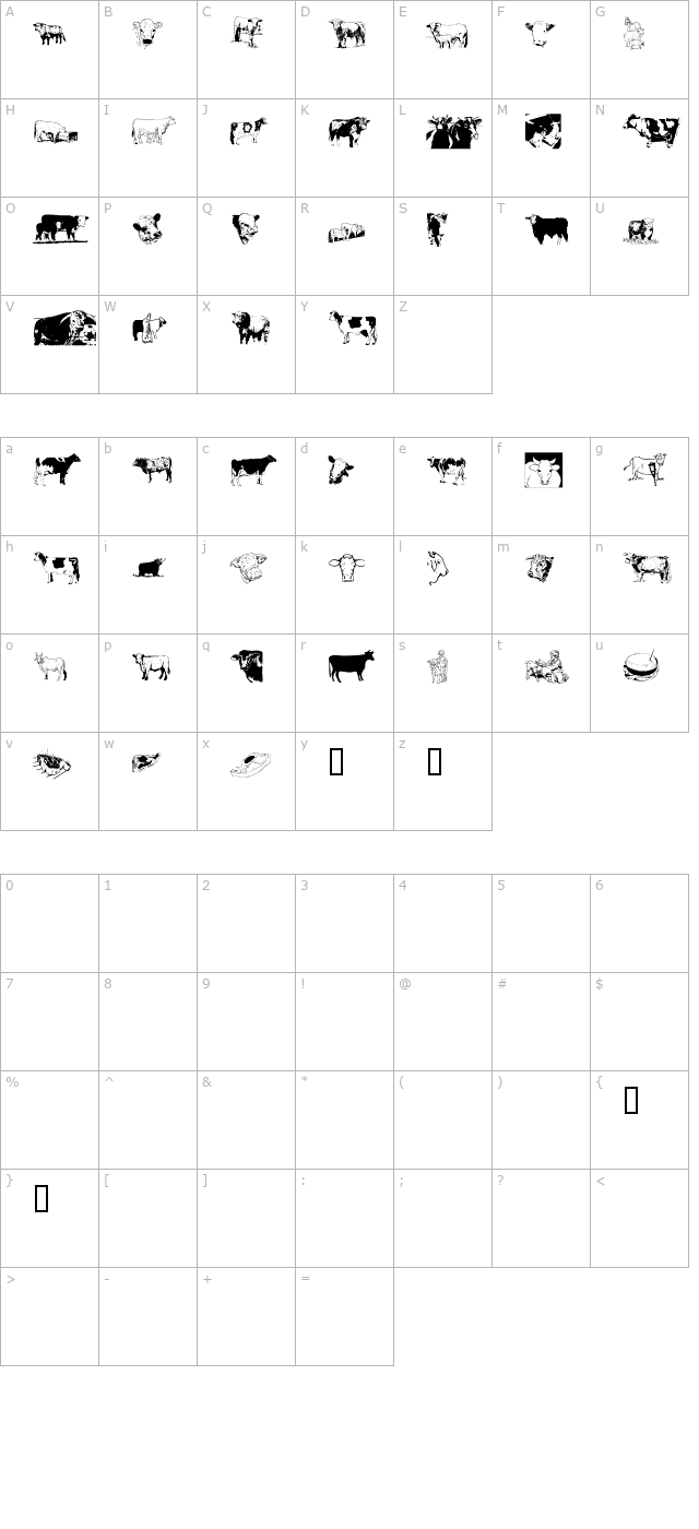 animalsanimalsbovine character map