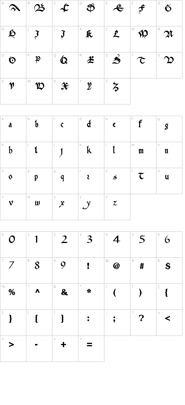 anitaflairway68-bold character map