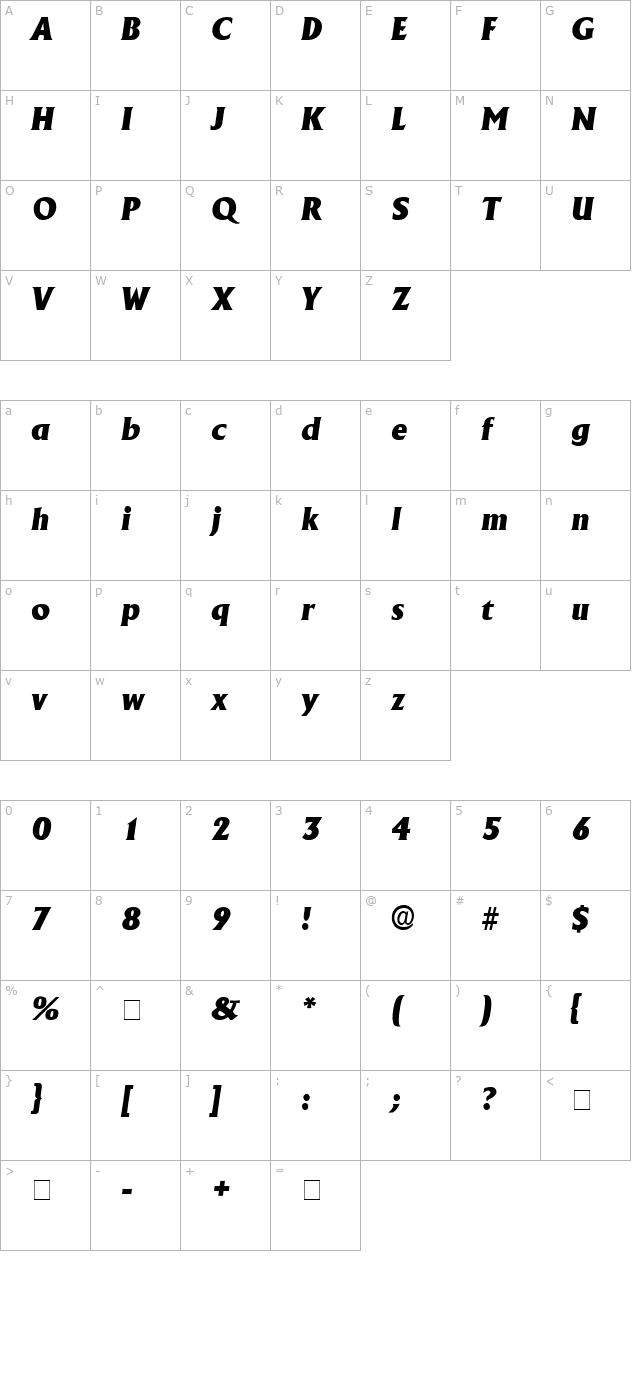 ankura-ssi-italic character map