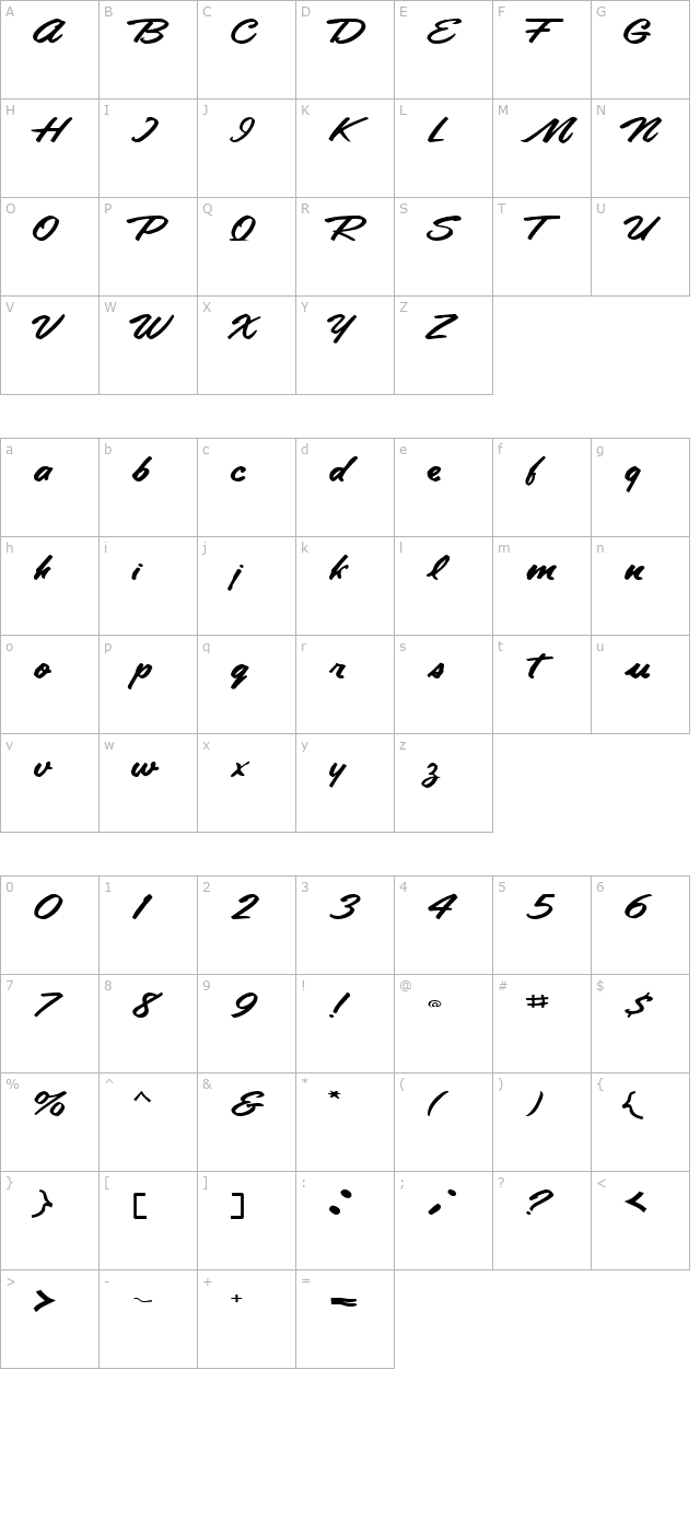 AnnaLisaFont71 Regular ttext character map