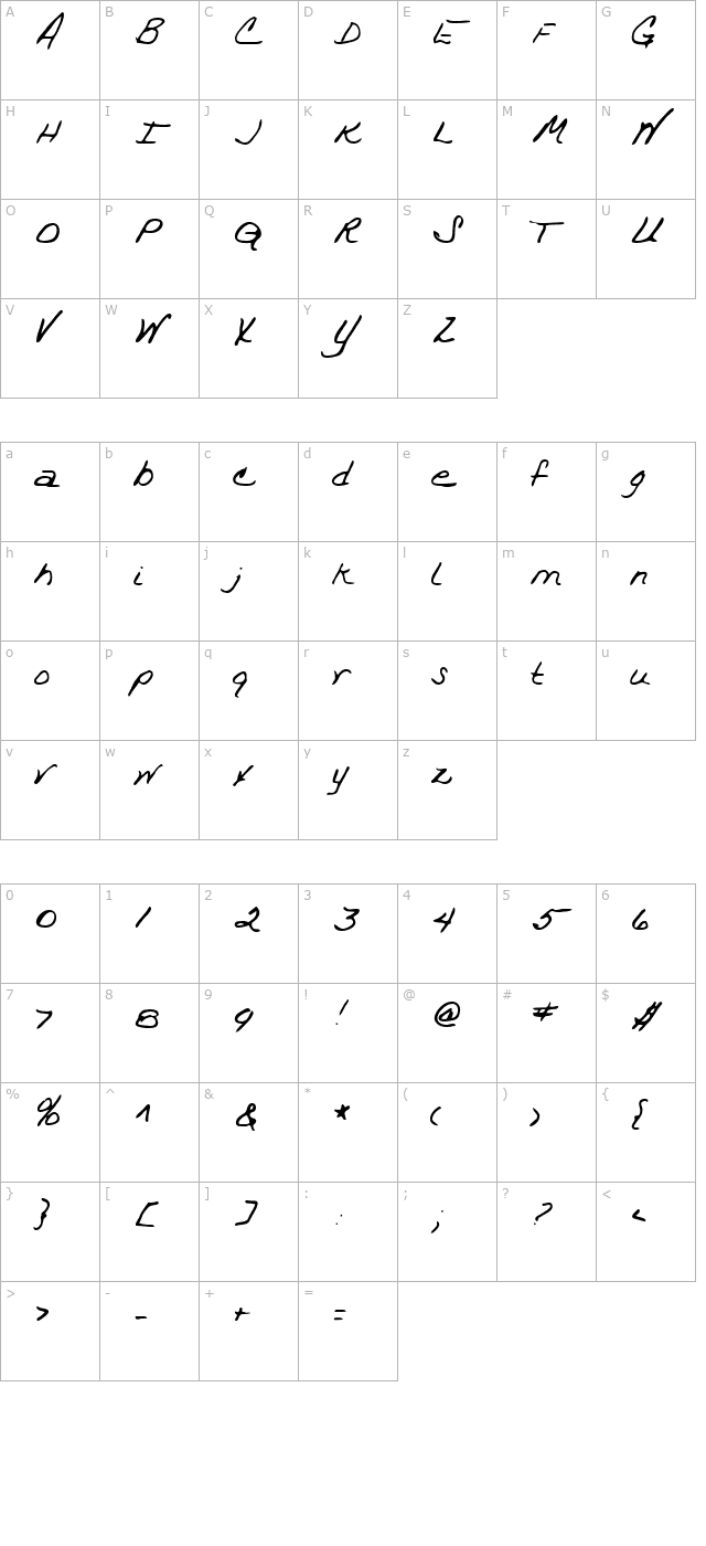 Anne Regular character map