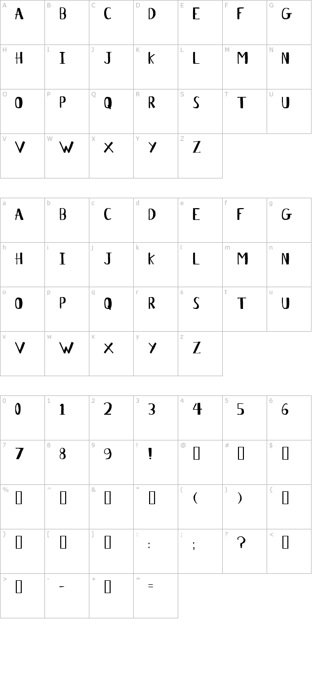 antelope-h character map