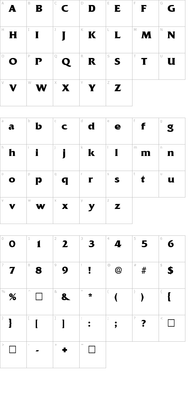 anticlairedisplayssk-regular character map