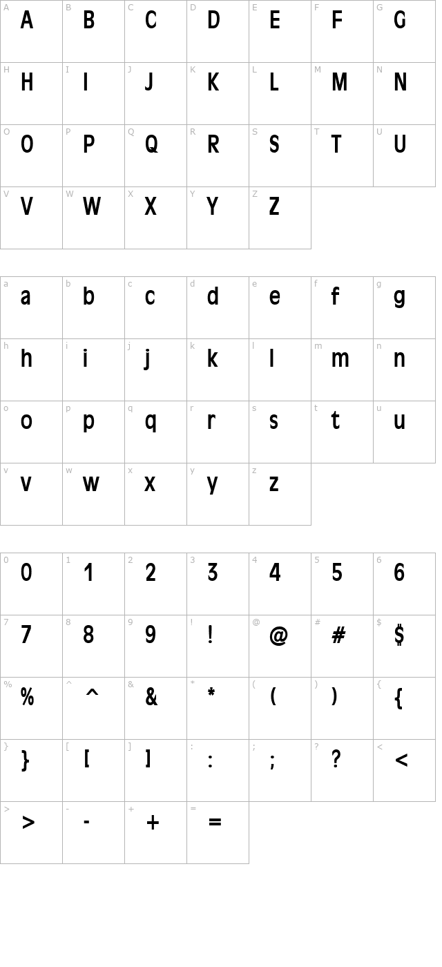 antiqua-101-condensed-bold character map