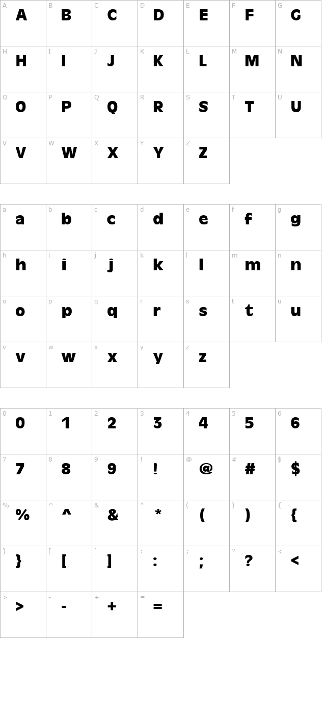 AntiquarianBlack character map