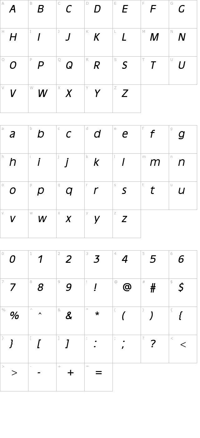 antique-oakland-oblique character map