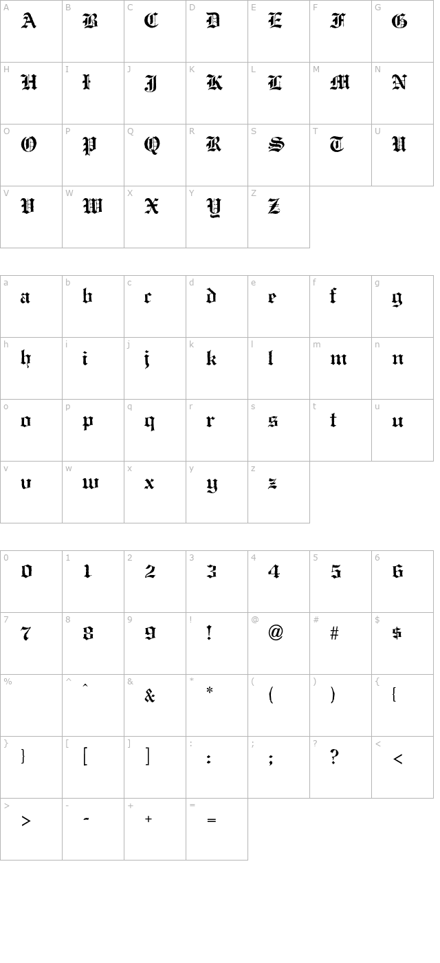 antiqueblack-normal-otf character map