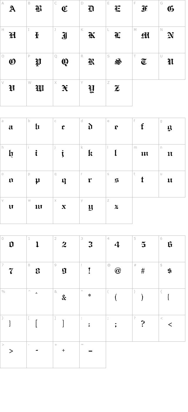 antiqueblack-normal character map