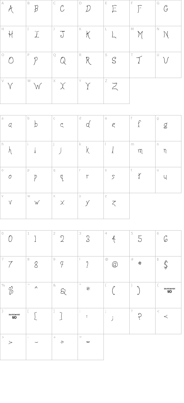 anyway-light character map