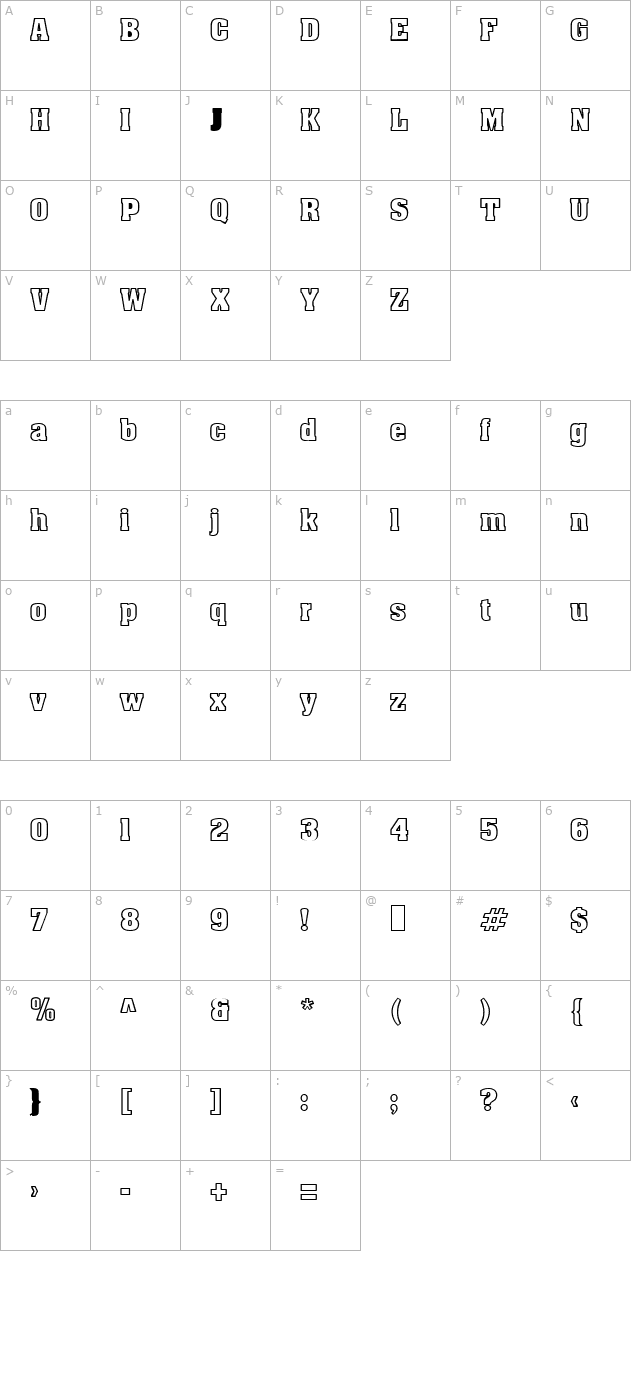 ApexOutline character map