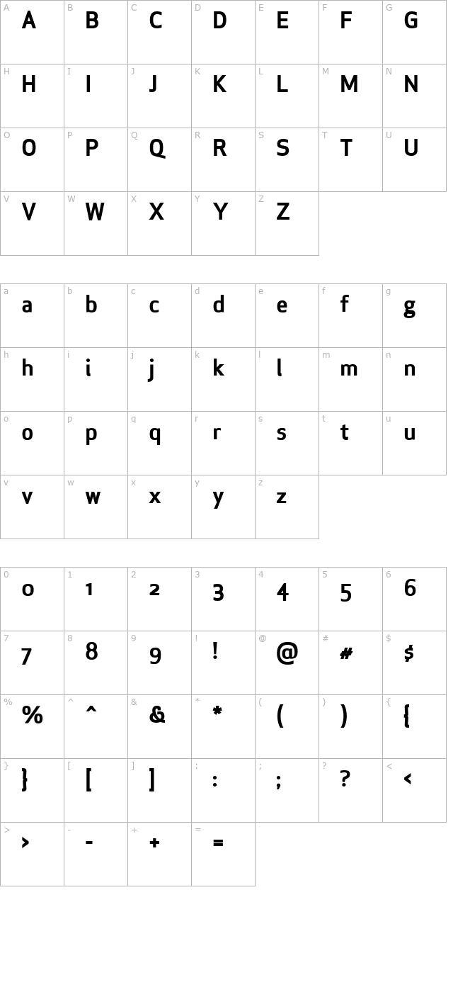 ApexSansBoldST character map