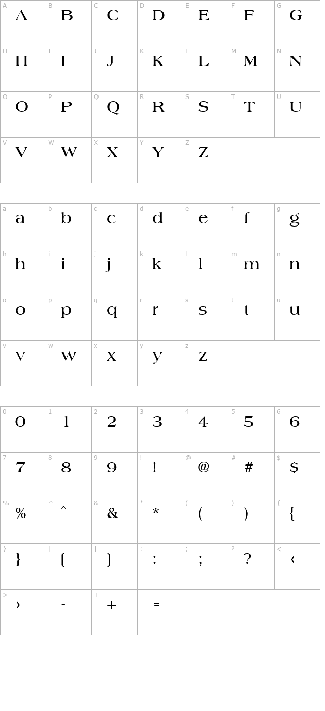 Aphid Bold character map