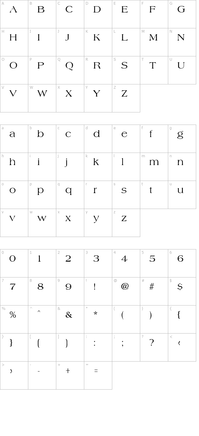 aphid-regular character map