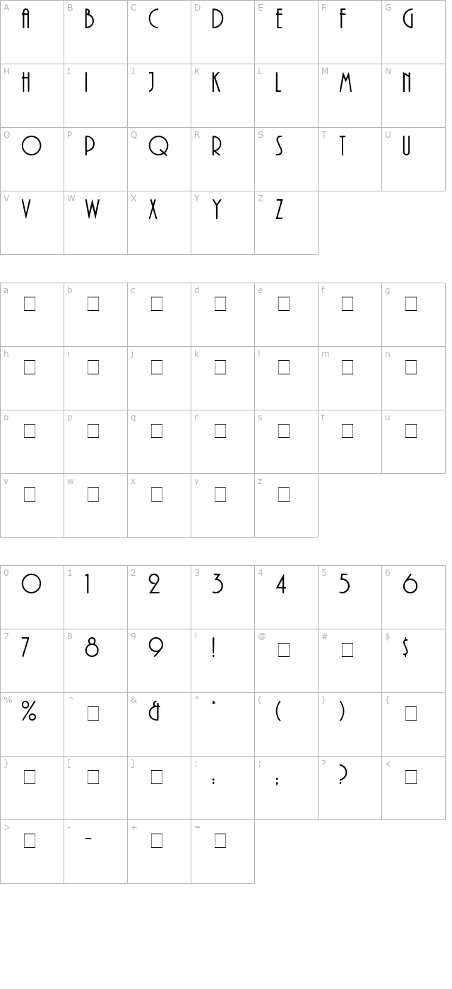 Aprille Display Caps SSi character map