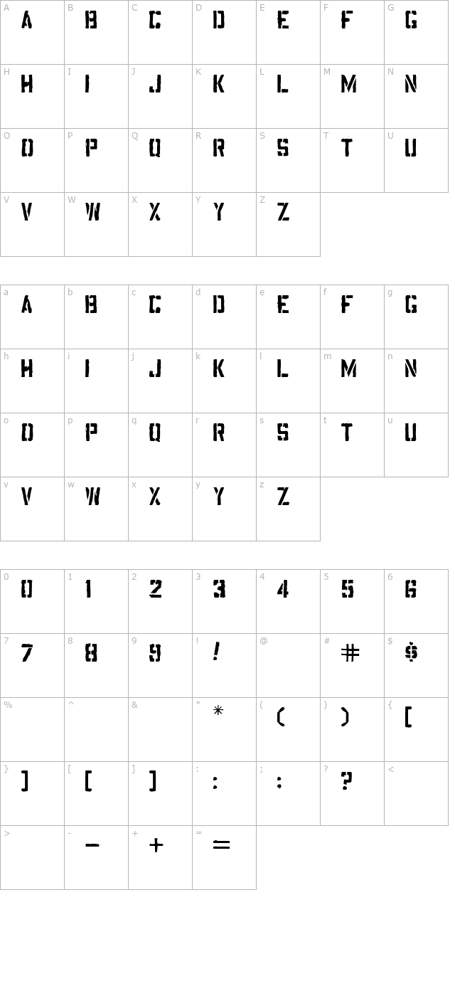 Aquacia character map