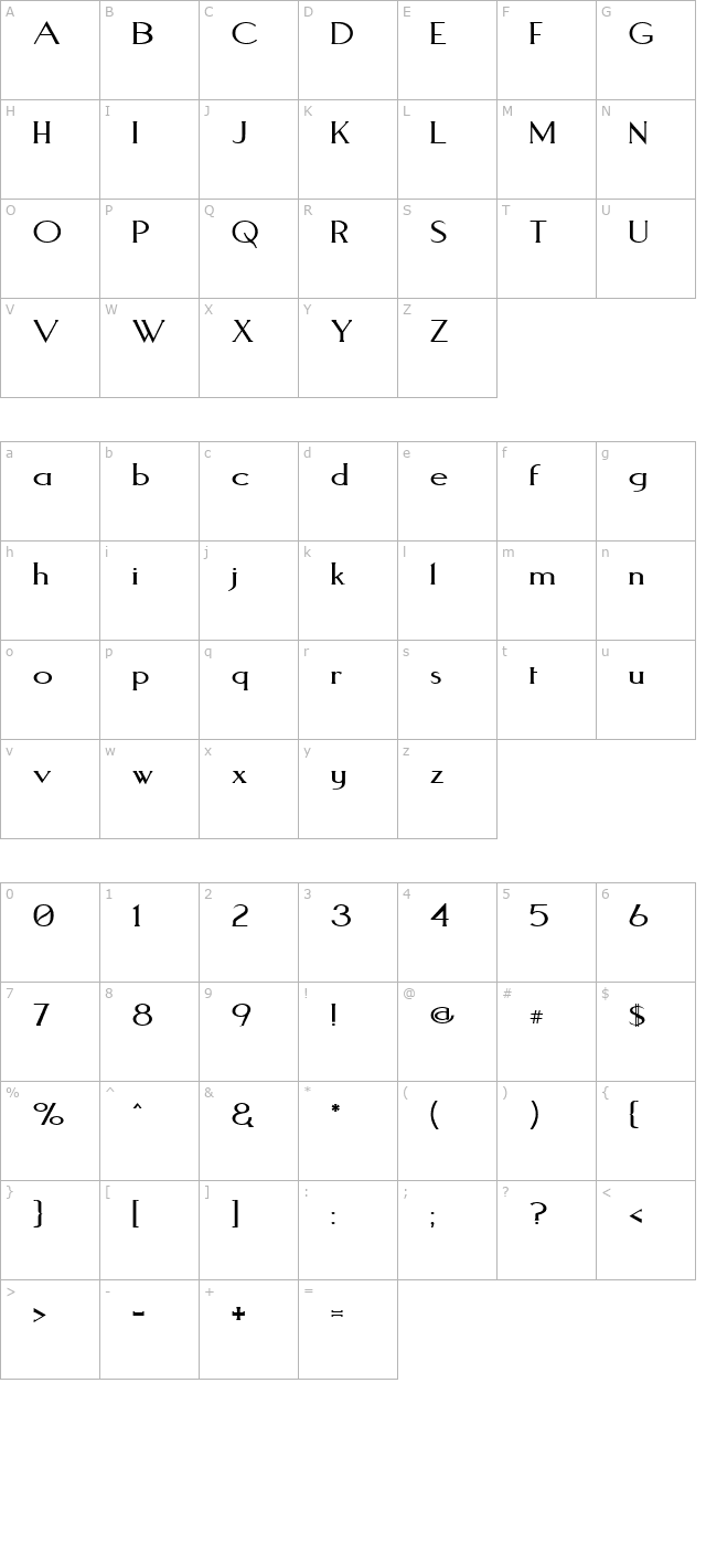 aquaduct-plain character map