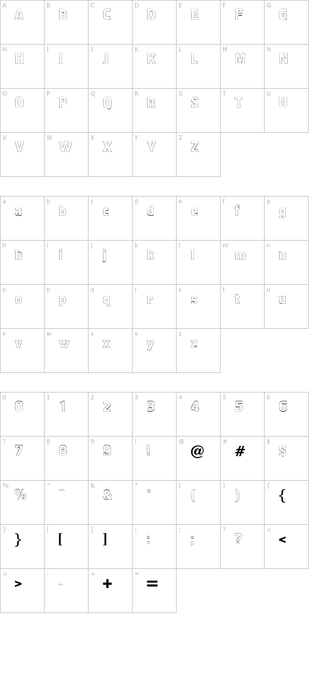 Aquatic Outline character map