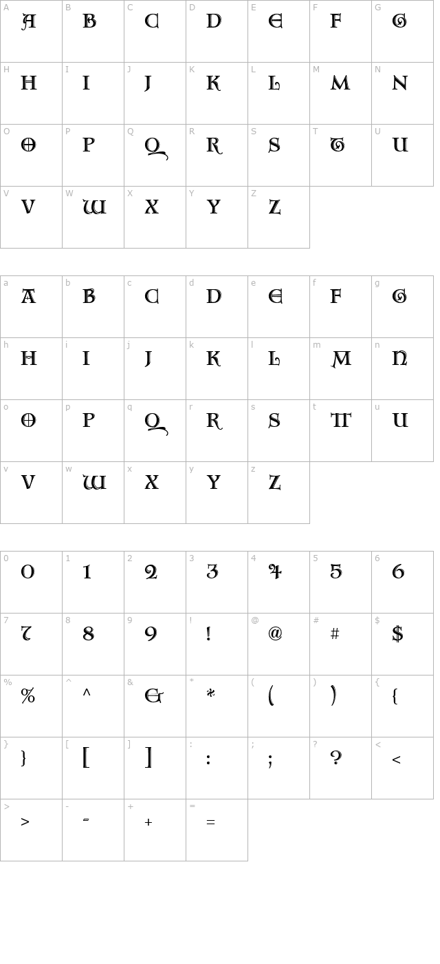 Aquitaine Initials ICG Alt character map