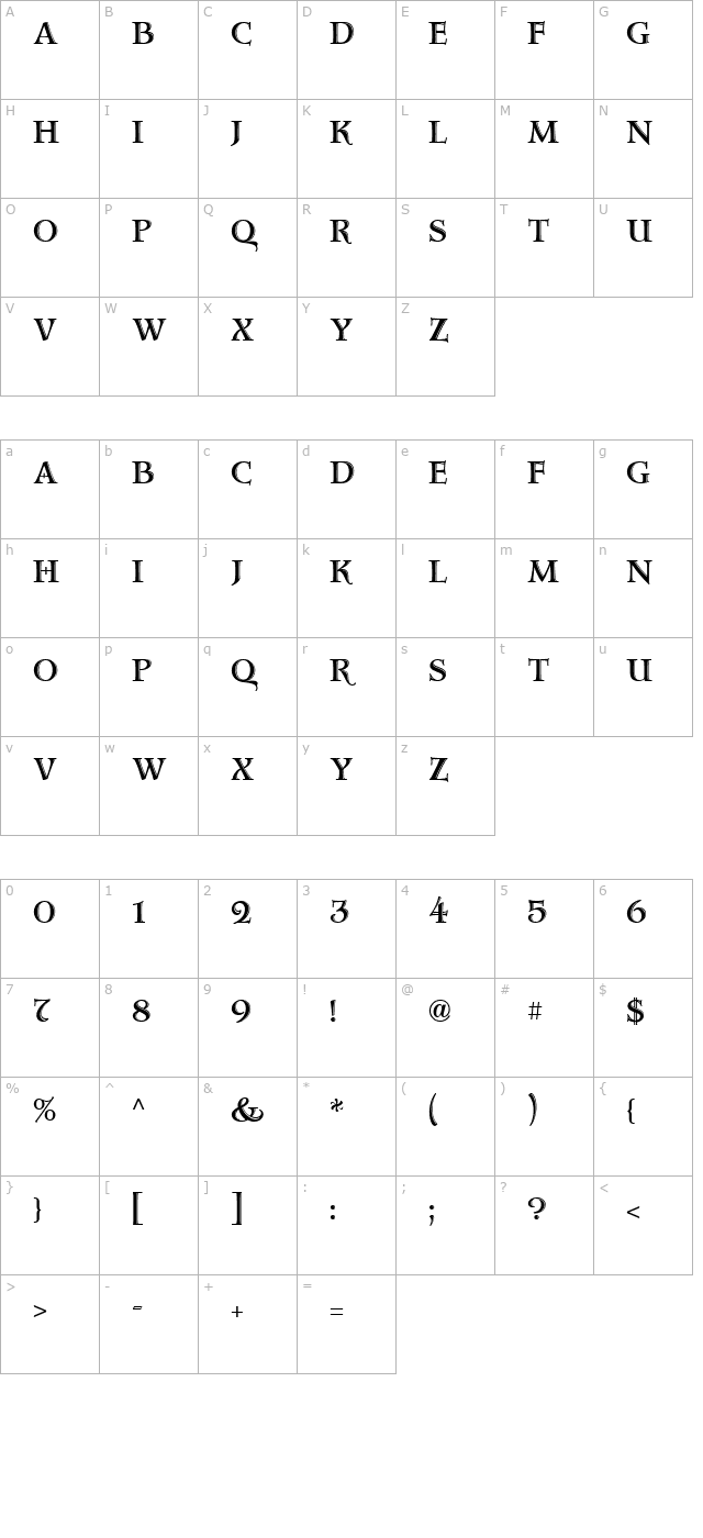 Aquitaine Initials ICG character map