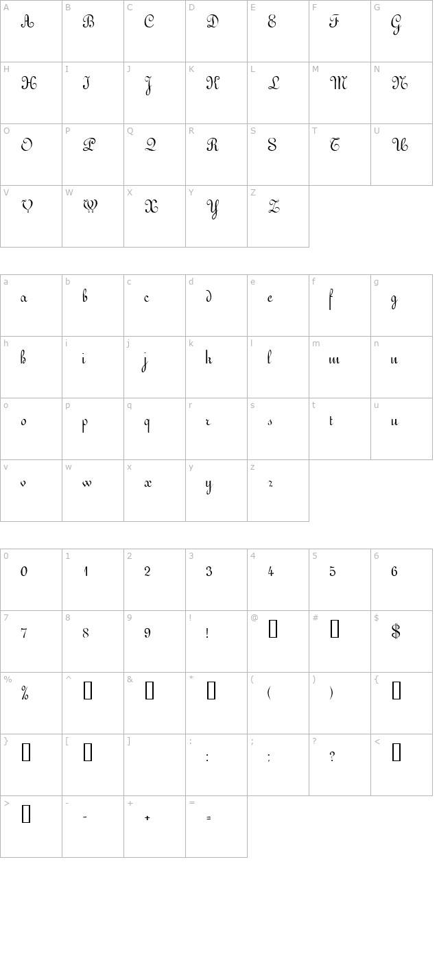 arabescoscriptssk character map