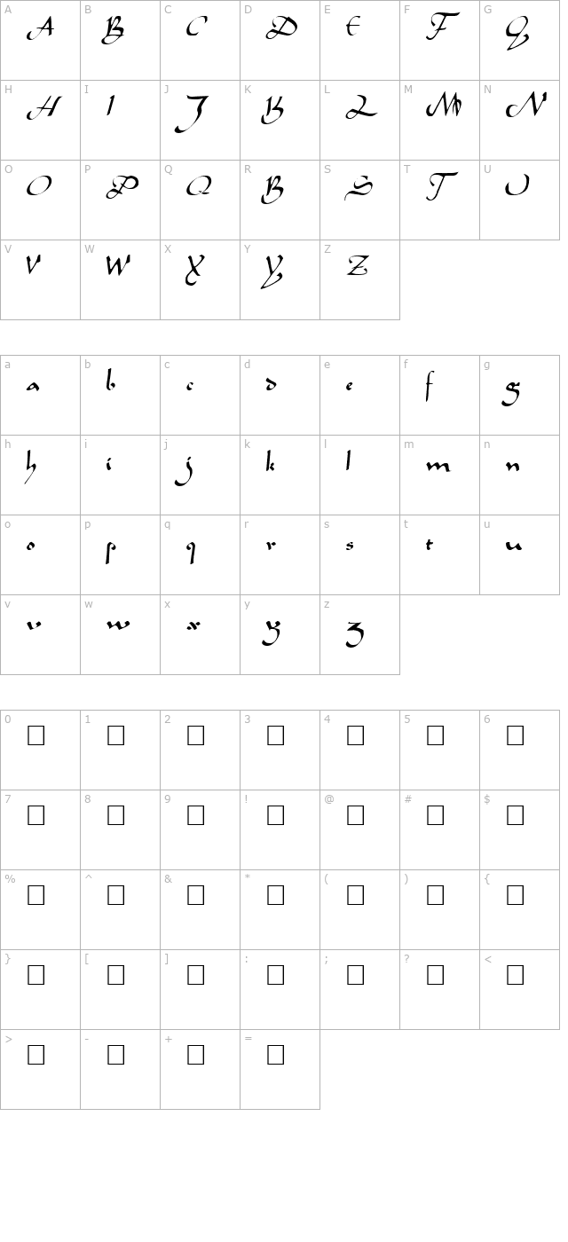 arabia-medium character map