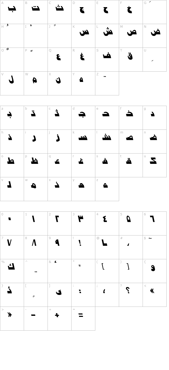 arabic7modernssk-italic character map